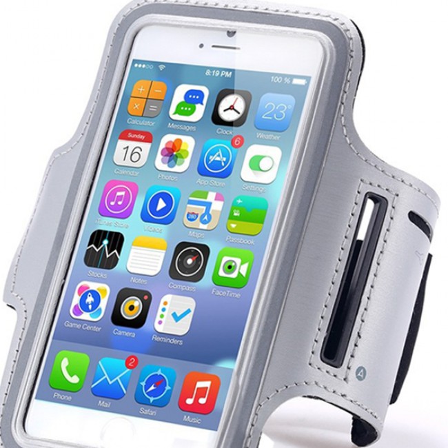 Margoun Sports Running Armband Case Cover for Mobile Phones upto 6 inches - Silver