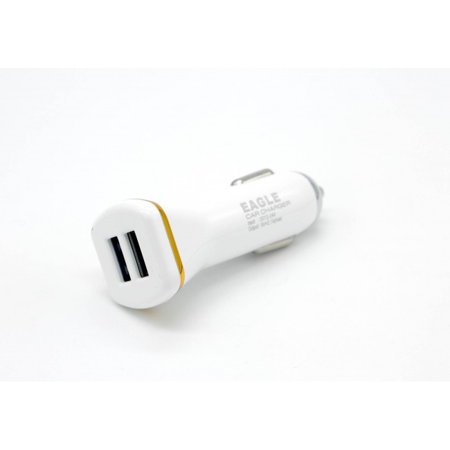 Eagle 2.1A Output Dual USB Car Charger Fast Charging in white