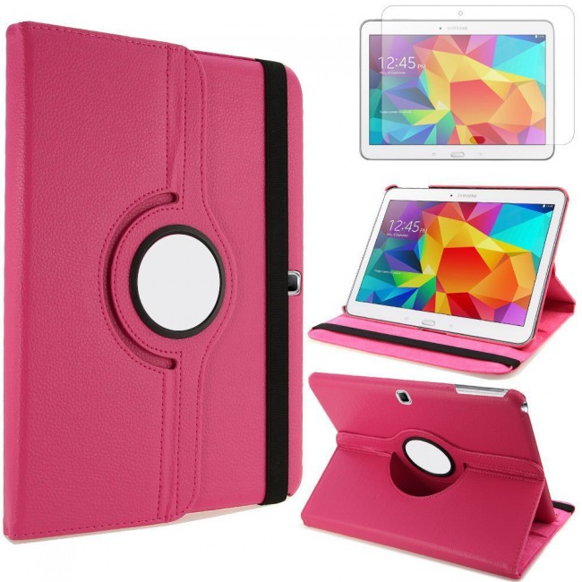 Slim Fit Premium Leather Stand Case Cover for Samsung Galaxy Tab 4 10.1 T530 in Pink