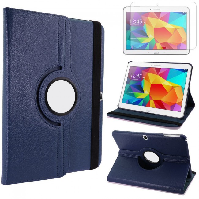 Slim Fit Premium Leather Stand Case Cover for Samsung Galaxy Tab 4 10.1 T530 in Blue