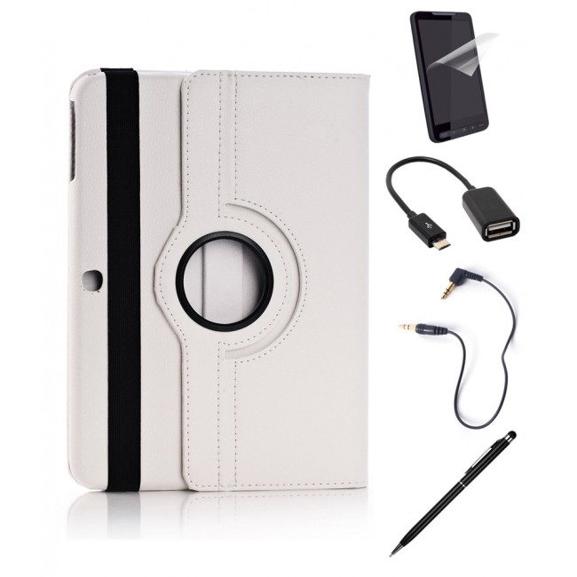 Slim Fit Premium Leather Stand Case Cover for Samsung Galaxy Tab 4 10.1 T530 in White