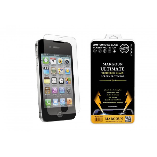 Apple iPhone 4 and 4s Tempered Glass Screen Protector Ultimate by Margoun - Clear