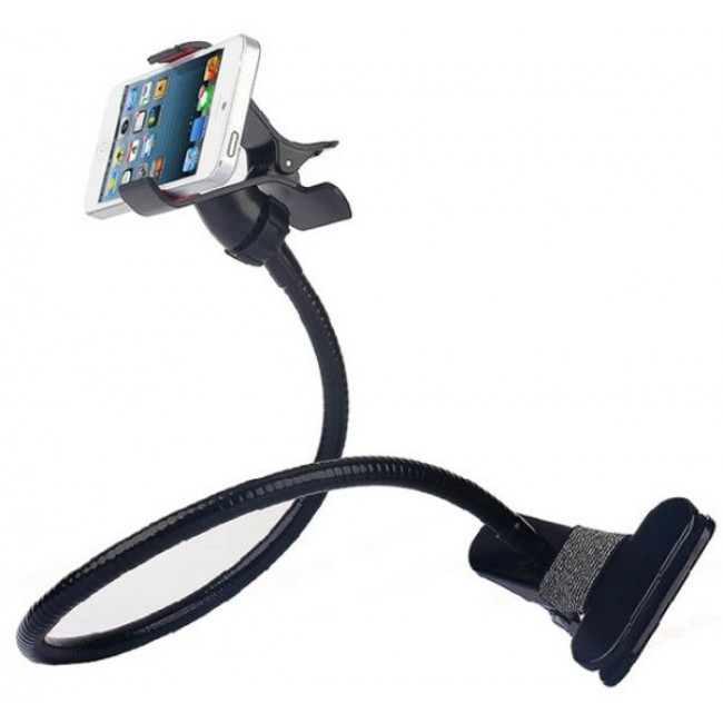 Car Holder Desktop Bed Lazy Flexible Phone Holder Bracket Mobile Stand for iPhone Samsung - Black