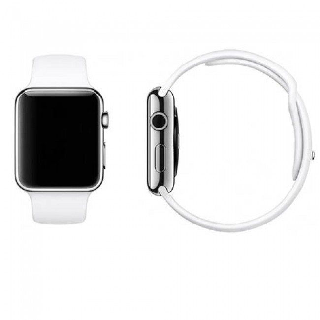 Soft Silicone Sport Replacement Band for Apple Watch 42-44-45mm - White