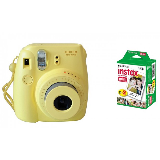 Fujifilm Instax Mini 8 Instant Film Camera with Bag and 20 sheets - Yellow