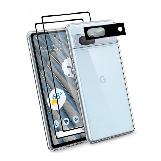 MARGOUN 4 Packs For Google Pixel 7a TPU Case and 2 Screen Protectors and Camera Lens Protector Clear Anti-Yellowing Transparent Shockproof Protective Phone Case Scratch Resistant Cover