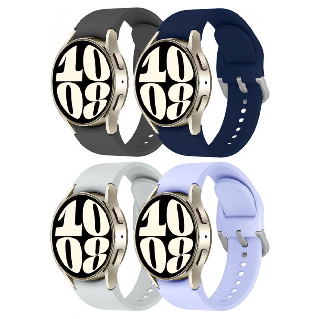 MARGOUN 4 Pack For Samsung Galaxy Watch 6/6 Classic 20mm Silicone Band Flexible and Durable Replacement Sport Strap - E