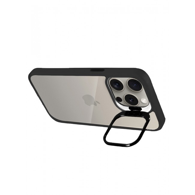 CATANES 2 Pack iPhone 15 Pro Case Cover and Lens Protector and Screen Protector Built-in Camera Stand and Compatible with MagSafe Full Body Shockproof Case Clear Black