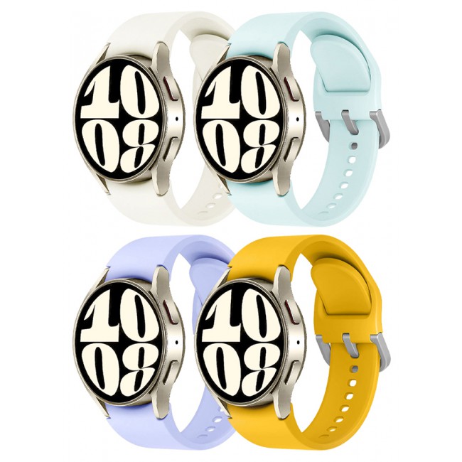 MARGOUN 4 Pack For Samsung Galaxy Watch 6/6 Classic 20mm Silicone Band Flexible and Durable Replacement Sport Strap - F