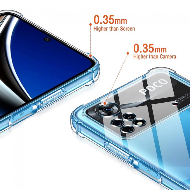 CATANES For Xiaomi Poco X4 Pro 5G Case Cover Clear Protective TPU Four Corners Cover Transparent Soft Case