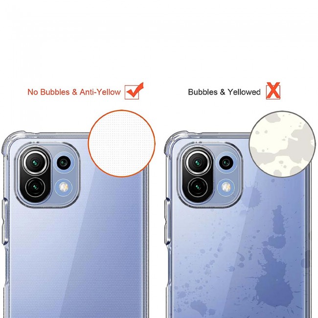 MARGOUN For Xiaomi Mi 11 Lite Case Cover Clear Protective TPU Four Corners Cover Transparent Soft Case