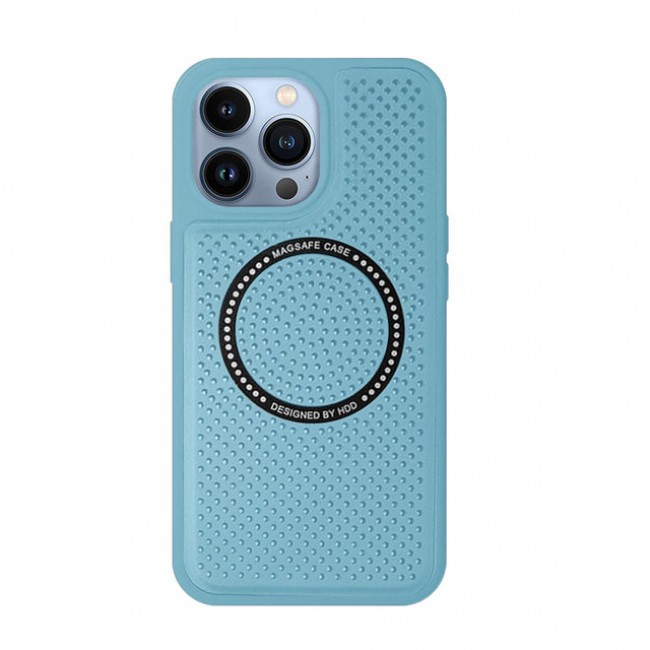 CATANES  For iPhone 13 Pro Max Leather Case MagSafe HDD Back Cover/ Sky Blue