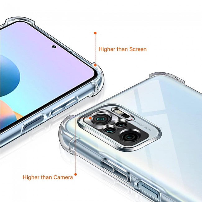 MARGOUN For Xiaomi Redmi Note 10S 4G Case Cover Clear Protective TPU Four Corners Cover Transparent Soft Case