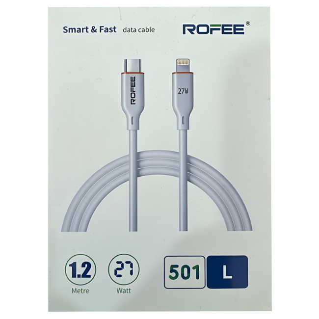 Rofee Fast Charging And Data Transmittion Cable 27W 1.2 Metre USBC to Lightning Charge Cord for USB C TO Lightning Devices White