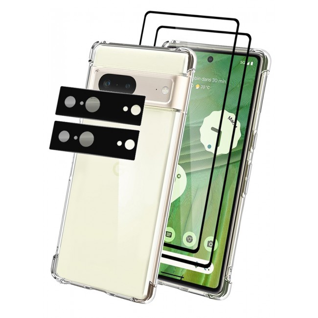 MARGOUN 5 Packs For Google Pixel 7 TPU Case and 2 Screen Protectors and 2 Camera Lens Protectors Clear Anti-Yellowing Transparent Shockproof Protective Phone Case Scratch Resistant Reinforced Corners Cover