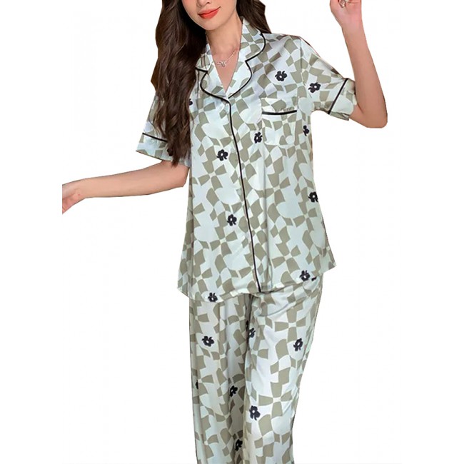 MARGOUN Women XL Size Pajamas Set Modal Short Tops and Long Pants Two Pieces Set Turn-Down Collar Sleepwear Luxury and Comfortable Nightwear MG10