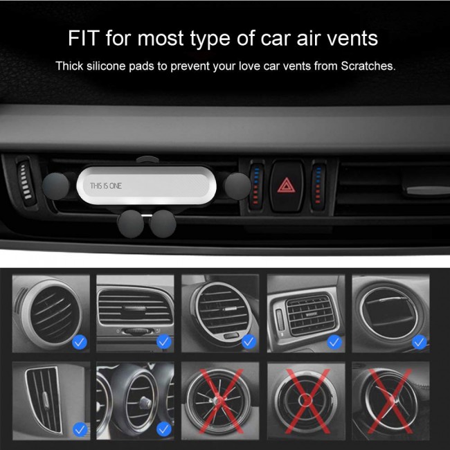 CATANES For Cell Phone Holder For Universal Car Phone Mount Auto Air Vent Gravity Car F-1908 (SILVER)