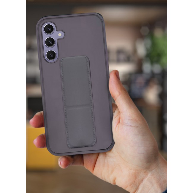 CATANES Samsung Galaxy S24 Plus Case Magnetic Stand and Holder Premium Silicone Vertical and Horizontal Hand Strap Grip Multi Stand Car Mount Kickstand Case Finger Strap Cover Dark Purple