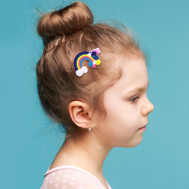 CATANES 6 Packs For Hair Clips Cloud Ornaments Colourful Flatback Polymer Rainbow Cloud Clips - 11