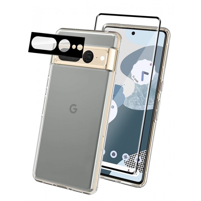 MARGOUN 3 Packs For Google Pixel 7 Pro TPU Case and Screen Protector and Camera Lens Protector Clear Anti-Yellowing Transparent Shockproof Protective Phone Case Scratch Resistant Cover