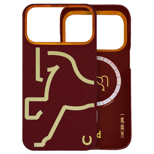 Horse Style Bamboo Protective Case for iPhone 17 Pro Max Magsafe – Ultra Durable, Lightweight &amp; Premium Design Burgandy Red