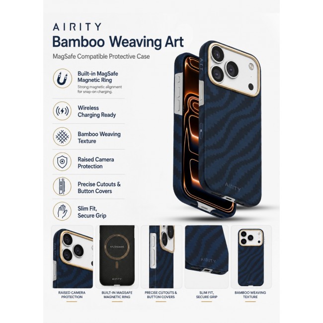 Bamboo Fiber Protective Case for iPhone 17 Pro – Ultra Durable, Lightweight &amp; Premium Design Blue