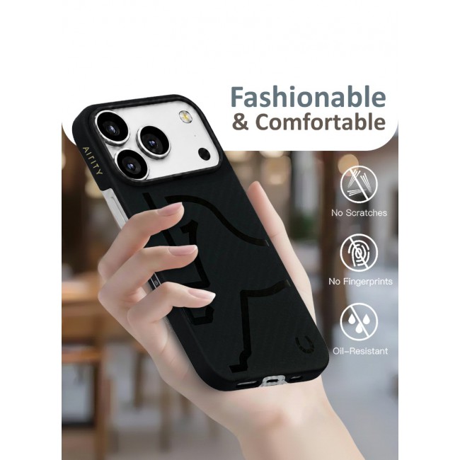 Horse Style Bamboo Protective Case for iPhone 17 Pro Max Magsafe – Ultra Durable, Lightweight &amp; Premium Design Charcoal Black