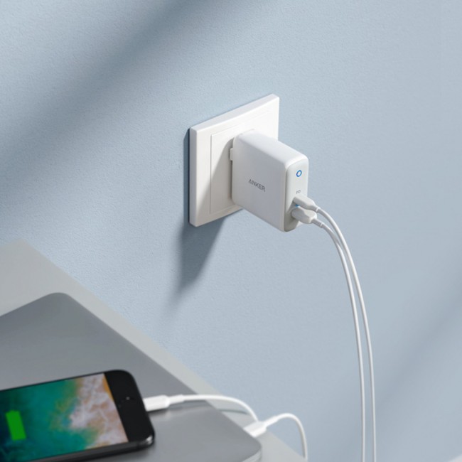 Anker PowerIQ PowerPort 2 USB Type-C Wall Charger Adapter