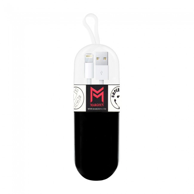 Margoun Lightning to USB Cable 1m – White  with Tube Cable Organizer - Black , White , Blue , Purple