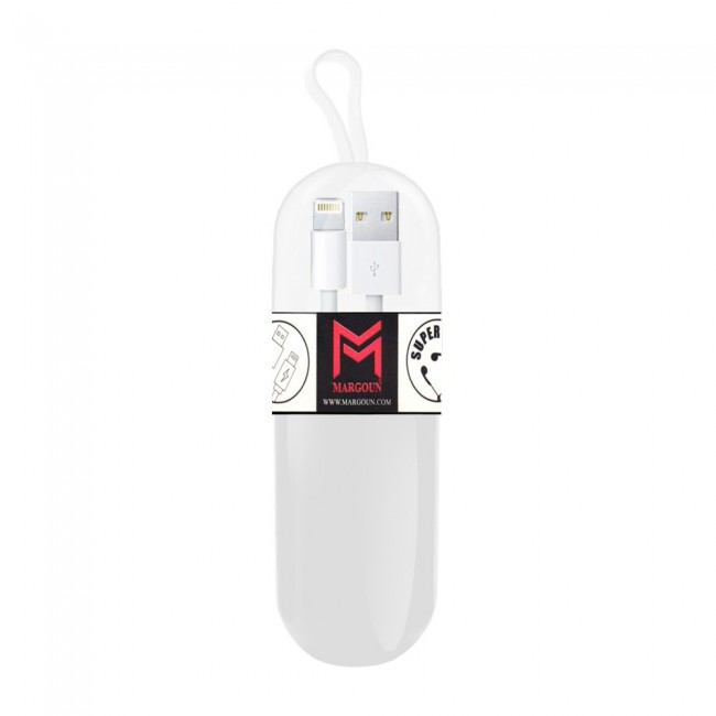 Margoun Lightning to USB Cable 1m – White  with Tube Cable Organizer - Black , White , Blue , Purple