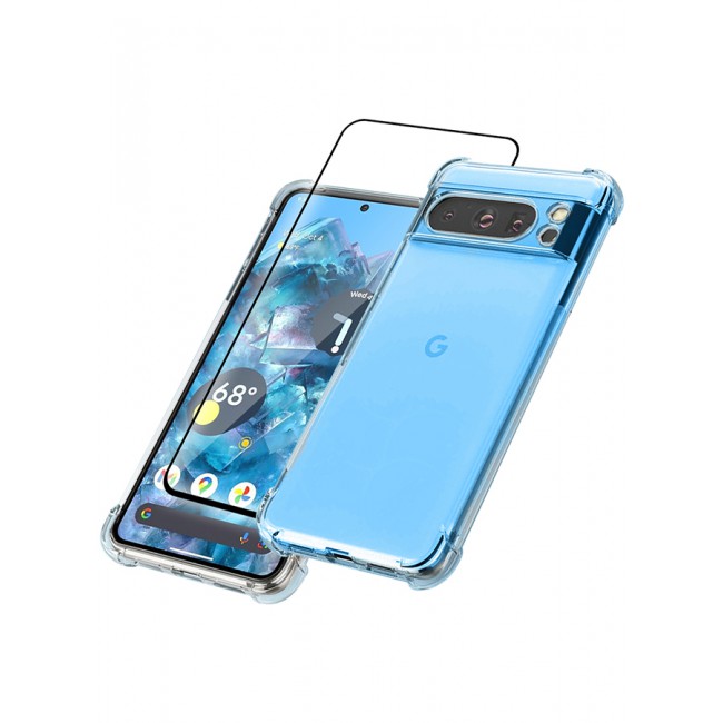 MARGOUN 2 Packs For Google Pixel 8 Pro TPU Case and Screen Protector Clear Anti-Yellowing Transparent Shockproof Protective Phone Case Scratch Resistant Reinforced Corners Cover