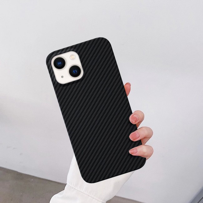 iPhone 14 Plus Case Carbon Fiber Texture Anti-Fingerprint Slim Shockproof Cover 6.7 inch Black