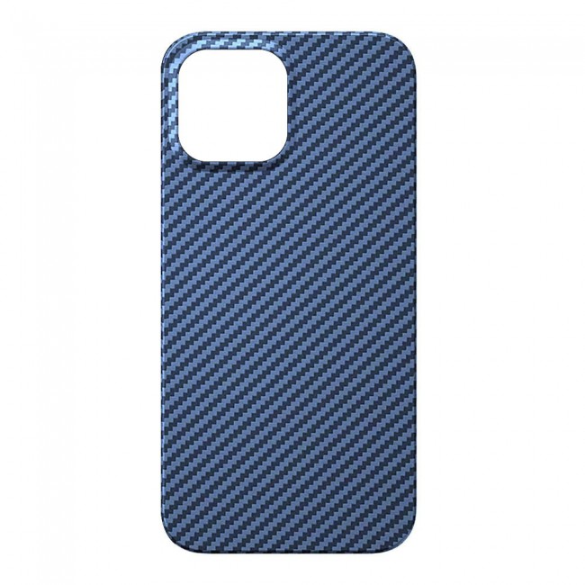 iPhone 14 Plus Case Carbon Fiber Texture Anti-Fingerprint Slim Shockproof Cover 6.7 inch Dark Blue