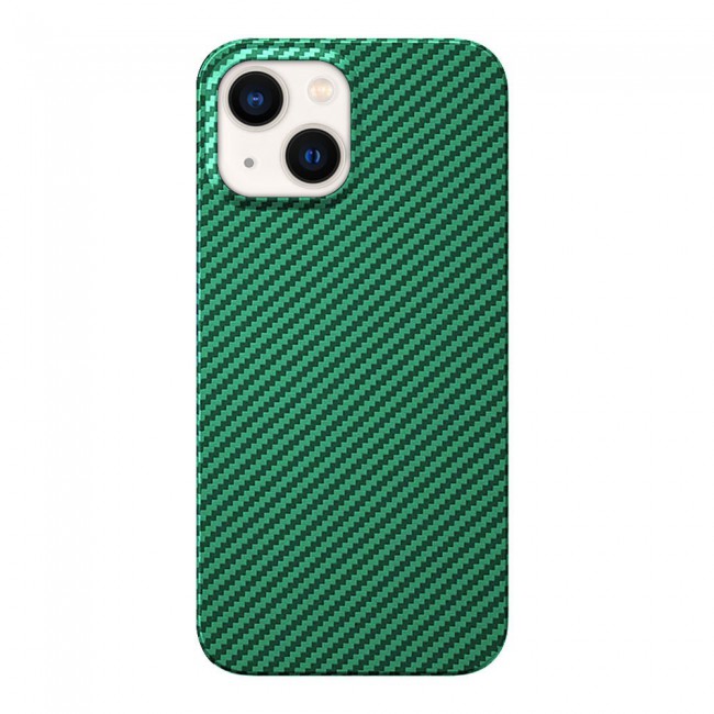 iPhone 14 Case Carbon Fiber Texture Anti-Fingerprint Slim Shockproof Cover 6.1 inch Green