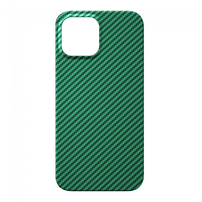 iPhone 14 Case Carbon Fiber Texture Anti-Fingerprint Slim Shockproof Cover 6.1 inch Green