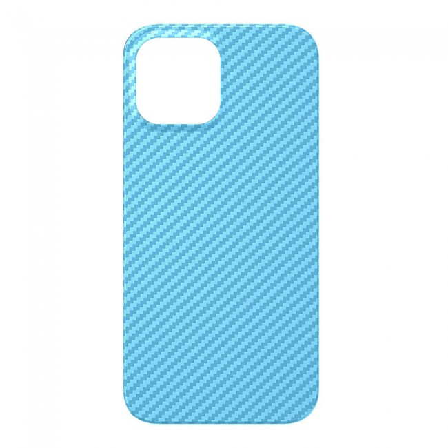 iPhone 14 Case Carbon Fiber Texture Anti-Fingerprint Slim Shockproof Cover 6.1 inch Light Blue
