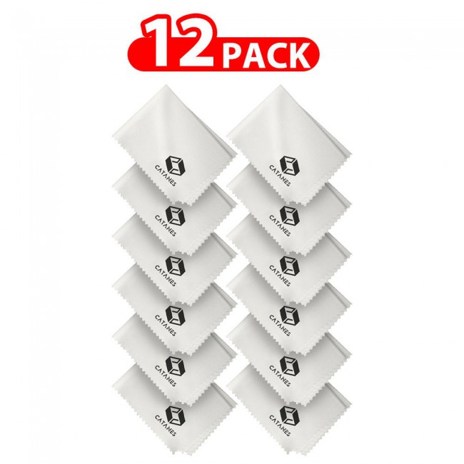 CATANES 12 Pack Of Microfiber Cleaning Cloth Premium Cloth for Glasses Lens Screens and More /Off White