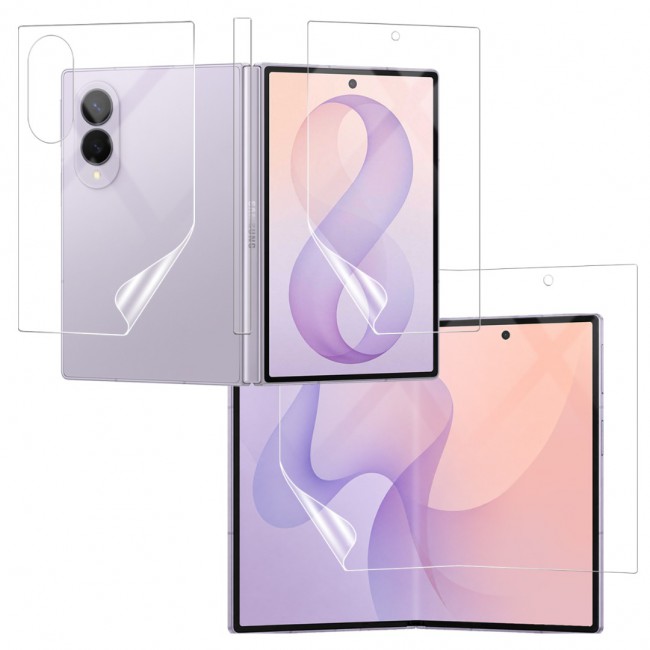 HD Clear Compatible with Samsung Galaxy Z Fold 8 Full Body Screen Protector Hydrogel (NOT GLASS) Film Set , Front Inner &amp; Back Protective Membrane