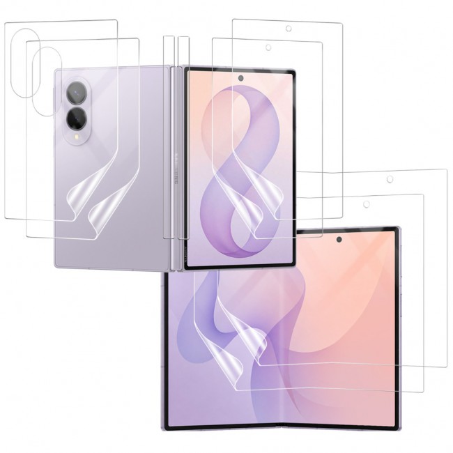 2 Pack HD Clear Compatible with Samsung Galaxy Z Fold 8 Full Body Screen Protector Hydrogel (NOT GLASS) Film Set , Front Inner &amp; Back Protective Membrane
