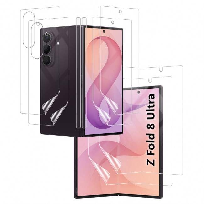 2 Pack HD Clear Compatible with Samsung Galaxy Z Fold 8 Ultra Full Body Screen Protector Hydrogel (NOT GLASS) Film Set , Front Inner &amp; Back Protective Membrane