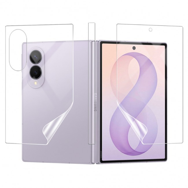 2 Pack HD Clear Compatible with Samsung Galaxy Z Fold 8 Full Body Screen Protector Hydrogel (NOT GLASS) Film Set , Front Inner &amp; Back Protective Membrane