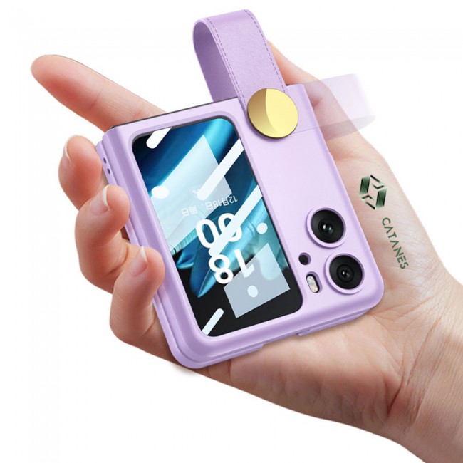 CATANES For OPPO Find N2 Flip 5G Case Ultra-thin Plastic Matte Case with Strap/Purple
