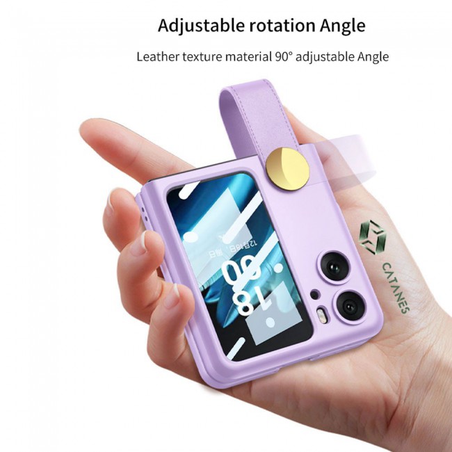 CATANES For OPPO Find N2 Flip 5G Case Ultra-thin Plastic Matte Case with Strap/Purple