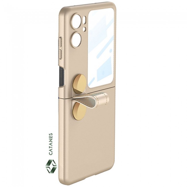 CATANES For OPPO Find N2 Flip 5G Case Ultra-thin Plastic Matte Case with Strap/Gold