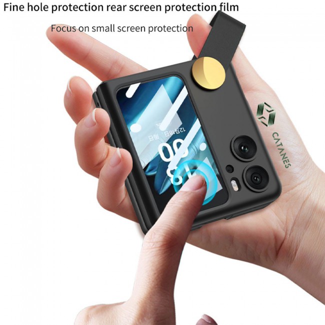 CATANES For OPPO Find N2 Flip 5G Case Ultra-thin Plastic Matte Case with Strap/Black