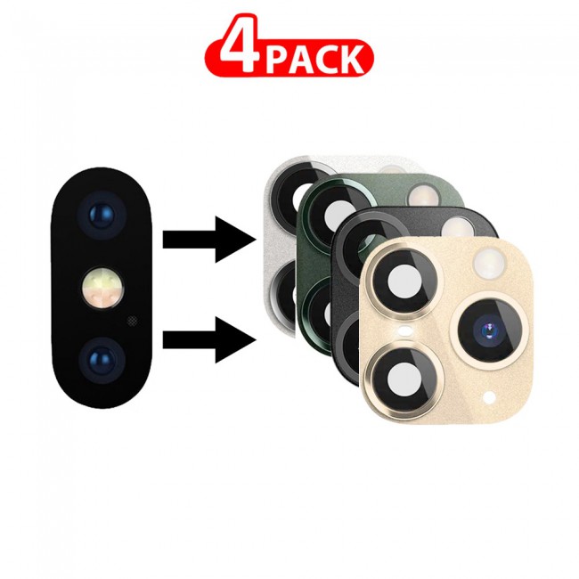 CATANES 4 Pack For iPhone X XS Duplicate Camera Lens Camera Upgrade Protective Lens Change iPhone X XS to 11 Pro 11 Pro Max Multicolour