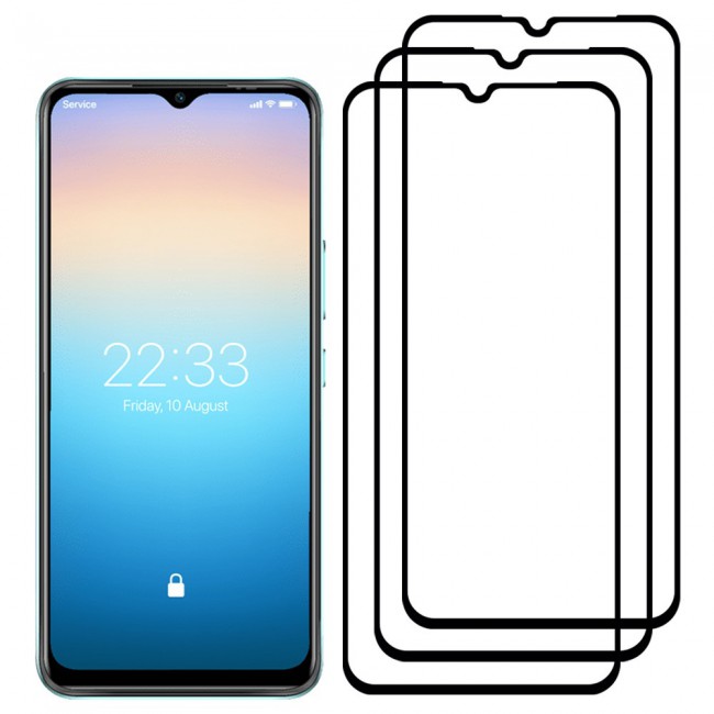 CATANES 3 Pack for itel A49 4G Screen Protector Tempered Glass Full Glue Black side