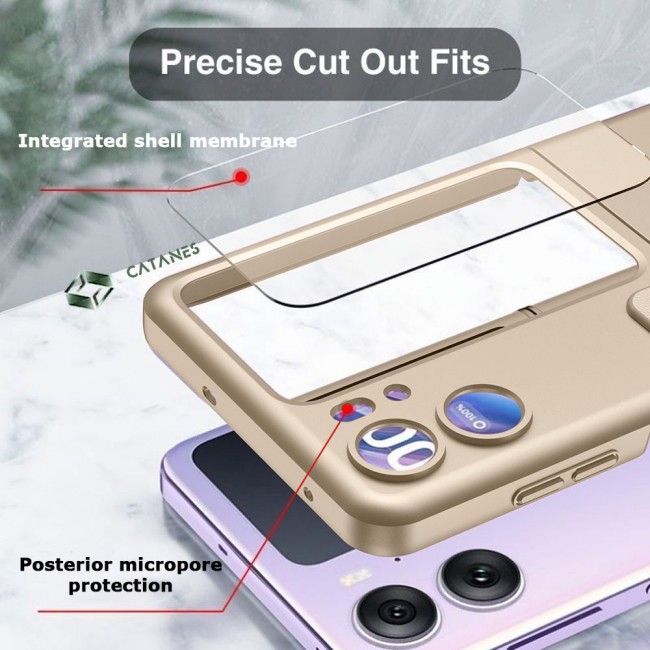 CATANES For OPPO Find N2 Flip 5G Case Ultra-thin Plastic Matte Case with Grip/Gold