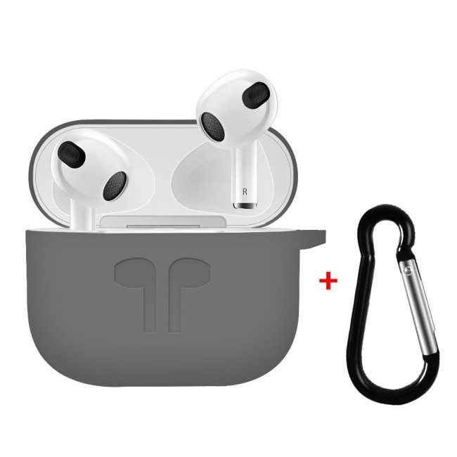 CATANES for Airpods 3 Case Cover Silicone with Clip, Airpods 3 Case 2021 3rd Generation (grey)