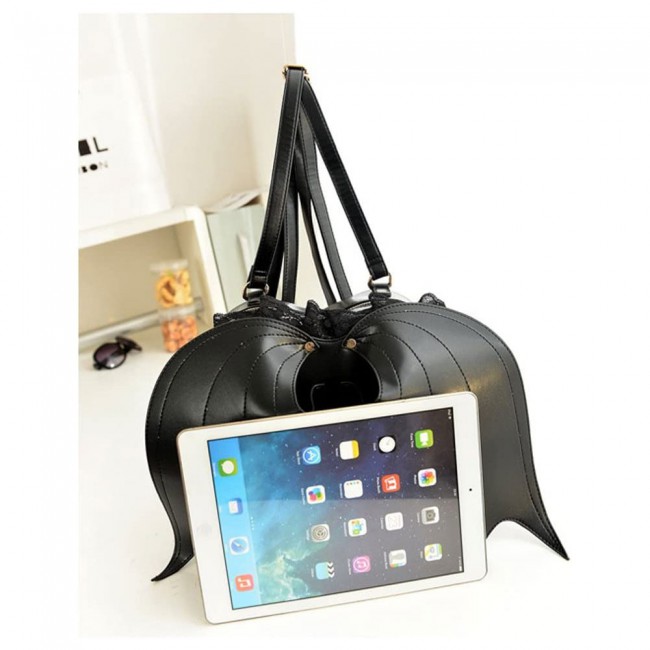 CATANES Fashion Girl Gothic Black Bat Heart Wings Bag Backpack